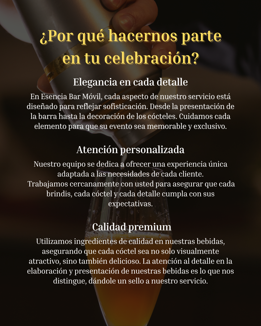 Presentación del servicio de Esencia Bar Móvil