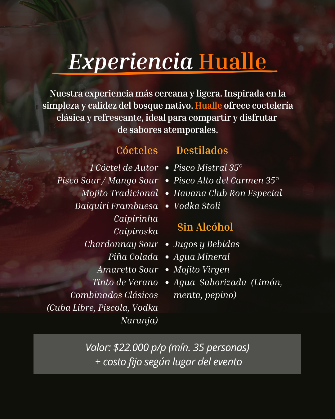 Experiencia Hualle de Esencia Bar