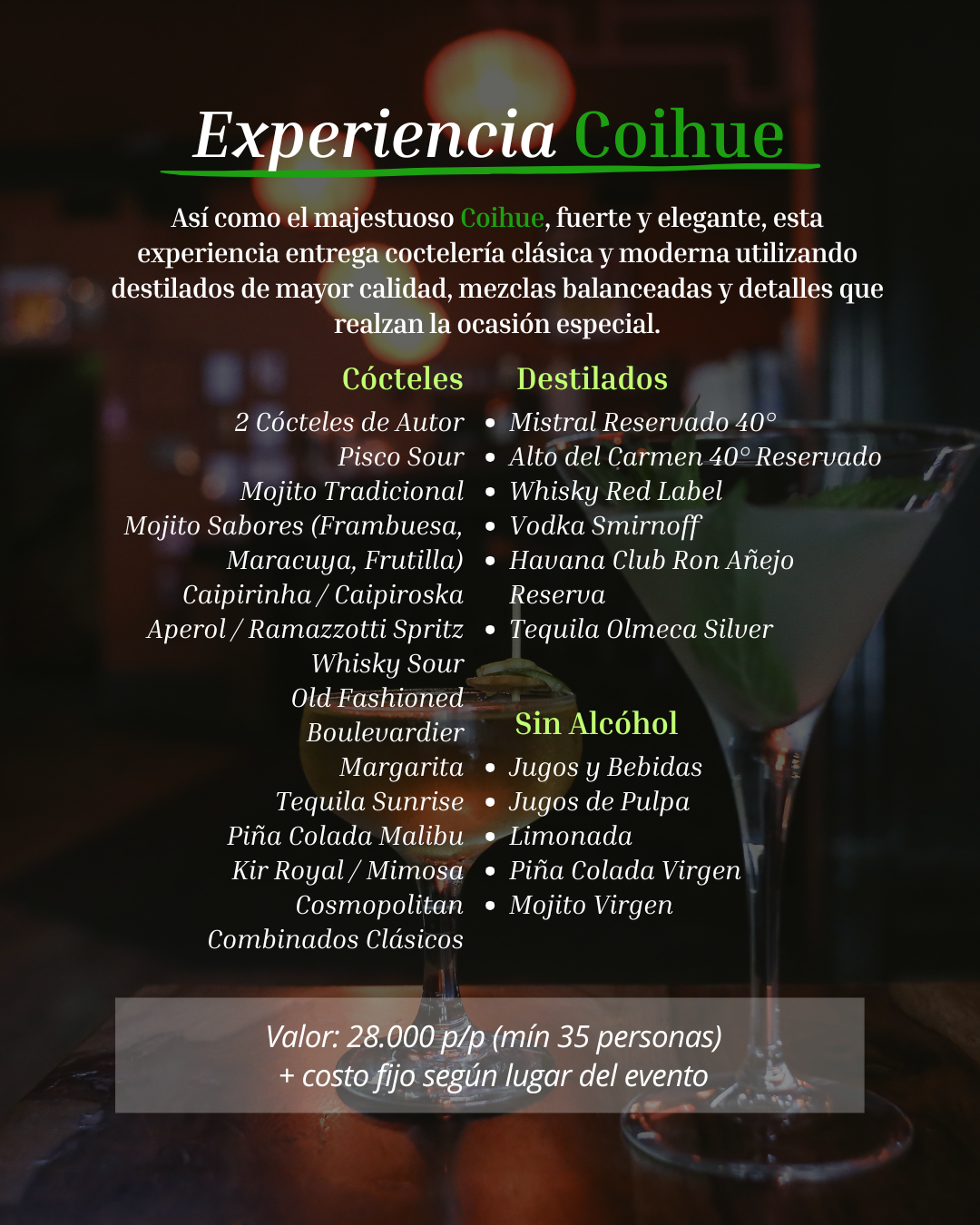 Experiencia Coihue de Esencia Bar